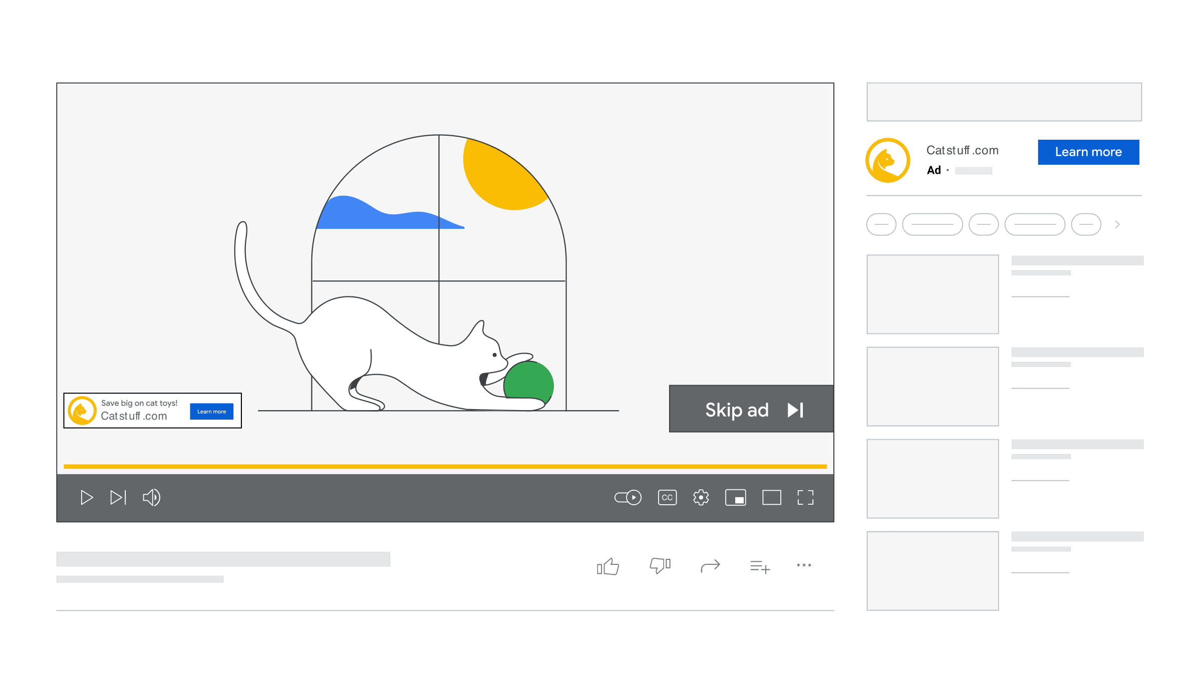 Example ad displayed on the YouTube watch page for desktop computers